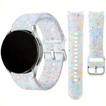 Color Speckles Bands Compatible With Samsung Galaxy Watch 7 Band 40mm 44mm, 20mm No Gap Soft Silicone Strap Replacement For Galaxy Watch 6 5 4/Classic 6 4/FE 40 Mm/Watch 5 Pro 45mm Women Men