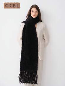 1 Peça Lenço Elegante e Casual de Poliéster Fleece de Cor Sólida, Adequado para Uso Diário no Outono/Inverno - Multicolorido - Visão 1