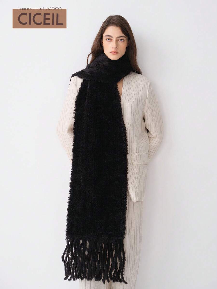 1 Peça Lenço Elegante e Casual de Poliéster Fleece de Cor Sólida, Adequado para Uso Diário no Outono/Inverno - Multicolorido - Visão 1