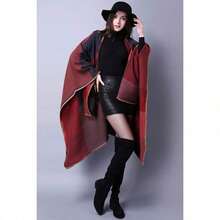 Women's Warm Shawl Wrap Cape Winter Cardigan Sweaters Open Front Poncho - A1-red - View 3