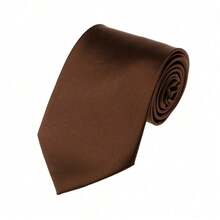 New Hot ! Solid Color Plain Classic Necktie Men's Tie,ZXCFTE - 55-棕色 - 查看 1