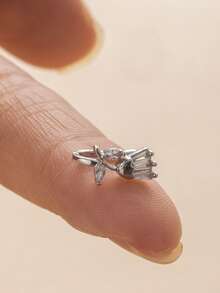 4pcs Fashion Charm Minimalist Copper Embedded Cubic Zirconia Clover Nostril Hoop, Fake Nose Piercing, Suitable For Women Daily Wear Body Jewelry, Piercing Accessory, Gift For Friend