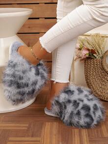 Pantoufles de femme à la mode, en peluche moelleuse, à enfiler pour l'intérieur/la plage, automne/hiver