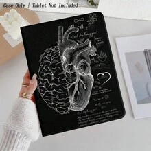 1 - Pieza Funda protectora para tableta con temática de cerebro y corazón con elementos científicos - Ideal para entusiastas de la ciencia y almas románticas, funda protectora tipo folio con soporte para bolígrafo - Multicolor - Ver 8