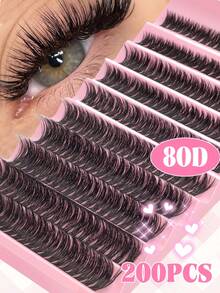 FQBFQB 200PCS D Curl Individual Lash Clusters 8-16mm DIY Lash Clusters 30D 40D 80D Natural Wispy & Soft Reusable Individual Eyelash Extension Kit False Eyelashes Suitable For Home And Everyday Use, Perfect For Weddings, Dates, Parties, Travel, Birthday Gifts, Valentine'S Day Presents, And Christmas Gifts,Eye Lash Clusters,Individual Eyelashes,Lashes,Fake Lashes