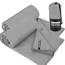 Toalha de praia/natação de microfibra superabsorvente de secagem rápida, 2/1 peça, toalha de praia macia de secagem rápida, dupla face, de pelúcia, cor sólida, portátil, para ioga, fitness e esportes