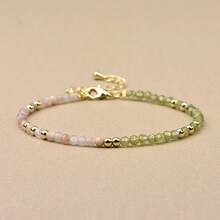 1 Stück minimalistisches Naturstein Perlen-Armband mit Amethyst & Mondstein 3mm geschliffenen Perlen, Damen Accessoire für Alltag & Feiertage