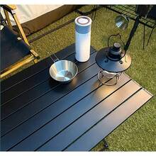 Mesa de Camping Plegable Porttil, Mesa de Playa, Ligero con Bolsa de Almacenamiento, con Cubierta Antideslizante, para Exteriores, Playa, Picnic, Senderismo, Pesca, Negro 35 * 41 * 30cm - Medio - Ver 10