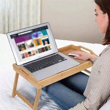 Mesa Plegable para Laptop, Bandeja de Cama, Mesa de Comer y Trabajo, Porttil y Ligera, con Asa de Transporte y Diseo Multifuncional - NATURAL - Ver 7