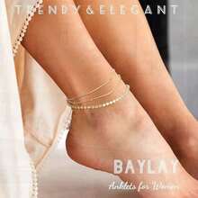BAYLAY Silver Anklets For Women, Waterproof Copper Ankle Bracelets, Summer Jewelry For Women, Gifts For Women (Daughter/Mother/Friend)
