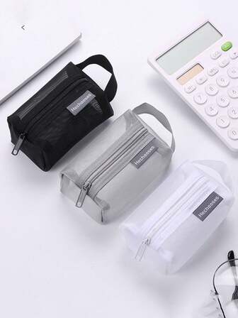 1PC Three-Dimensional Square Mesh Nylon Cosmetic Bags Large Capacity Visible Makeup Pouch Key Earphone Storage Bag Card Holder