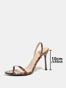 Women's Sexy Zebra Print Classic Round Toe Electroplated Stiletto High Heel Ankle Strap Solid Color High-End Comfortable Fabric Spring/Summer Backstrap Fashion Party Travel Casual Mature Luxurious Chocolate Brown High Heel Sandals - Chocolate Brown - View 9