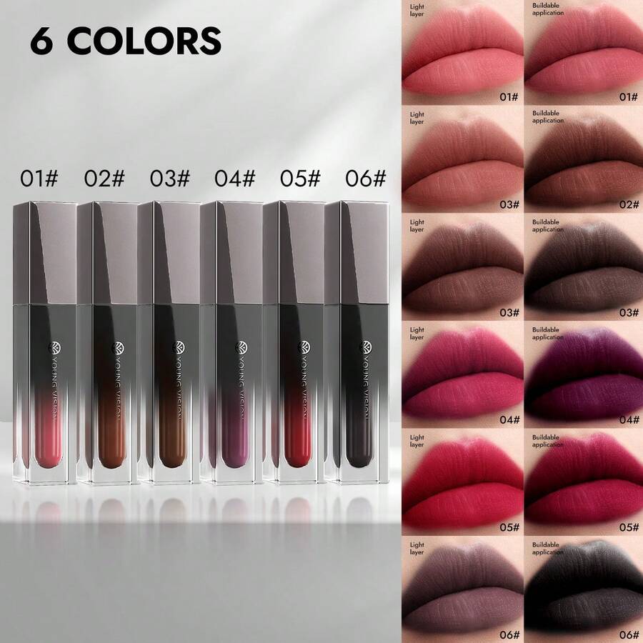 YOUNG VISION 1 件哑光柔软天鹅绒唇彩，不脱色持久奢华唇膏