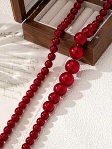 1pc New Design Pearl Chain Necklace, Elegant And Sophisticated Multi-Layer Choker Necklace For Women