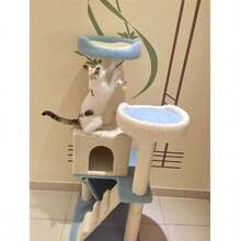 ROSPFKELSC Cat Tree Scratching Post Tower Wooden Cat Platform with Toy Large Luxury Cat Nest Scratch Board and Climbing Frame for Cats - Un color - Ver 3