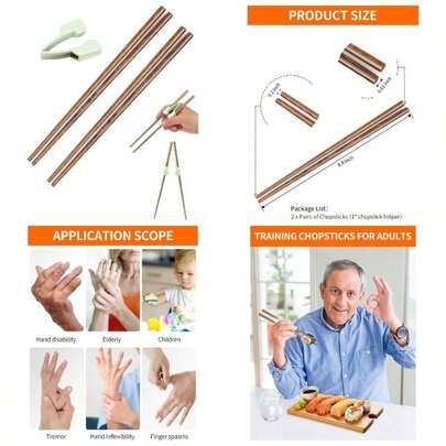 Ayudante de palillos, palillos de entrenamiento para adultos, principiantes, entrenadores o aprendices - diestros o zurdos