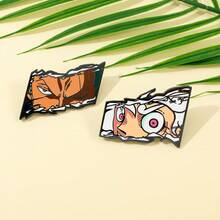 1/2pcs Classic Hot-Blooded Cartoon Anime One Piece Peripheral, Fashionable And Exquisite Enamel Craft Monkey D. Luffy, Roronoa Zoro Sharp And Domineering Eyes Brooch, Personalized Fashion Bag Decoration Suitable For Daily Wear Or As A Gift