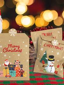 48/24 Stück Retro Weihnachts Kraftpapiertüten (mit Aufklebern, mit Weihnachtsmann, Schneemann & Fuchs Elementen), geeignet als Weihnachtsparty Geschenktüten, Geschenkverpackung, gehören zu Weihnachts Geschenkverpackungszubehör, sowie praktische Weihnachtsgeschenk Papiertüten