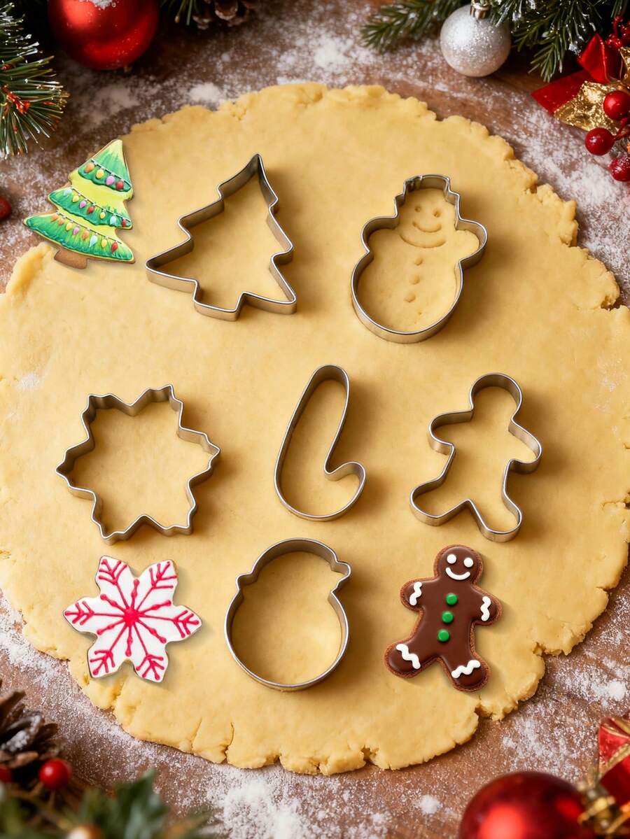 قوالب قطع بسكويت عيد الميلاد من الفولاذ المقاوم للصدأ، مجموعة من 6 قوالب بأشكال رجل زنجبيل، رجل ثلجي، نجمة ثلجية، شجرة عيد الميلاد، بابا نويل، قصبة السكر - أدوات خبز بموضوع عيد الميلاد، مجموعة أختام بسكويت عيد الميلاد - مثالية للخبز في فصل الشتاء والأعياد، ديكورات وهدايا حفلات عيد الميلاد، تذكارات حفلات عيد الميلاد، لوازم عيد الميلاد، مناسبة للبسكويت والكيك والفوندان والحلويات والمعجنات والفواكه - فضي - مشاهدة 1