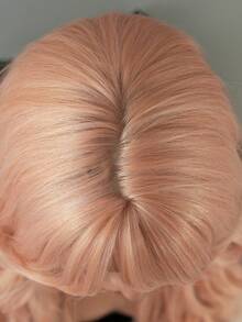 AKAKO 26 Inch Orange Pink Long Wavy Wig With Curtain Bangs, High Quality Heat-Resistant Fiber Synthetic Wave Curly Hair Wig, Gorgeous Goth Style Costume Wigs For Women Halloween Party Masquerade Ball,Music Festivals & Carnival Use