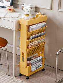 5-Tier Mobile Bookshelf - With 360° Swivel Casters, Easy Assembly, Sturdy Load-Bearing Structure, Space-Saving Vertical Organizer - Suitable For Classrooms, Homes, Offices, Libraries - Can Hold Books, Supplies, Decor