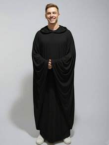 HALLOWEEN Túnica con Capucha para Hombres Capa de Bruja Accesorio de Disfraz de Disfraz Cosplay Festividad Noviembre Dia de Muertos Disfraces Fiesta Nocturna - Negro - Ver 5