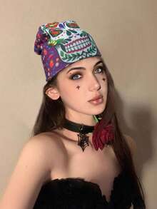 Y2K 嵌花针织帽，男女通用街头潮流无檐便帽，休闲帽，水果休闲亚克力印花针织帽，适合所有季节