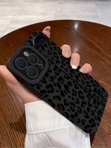 黑色豹纹时尚手机壳，猎豹豹纹印花，含1个腕带，黑色豹纹彩绘穿孔图案防摔手机壳，兼容苹果Xs/Xsmax/Xr/11/12/13/14/14plus/15/15plus/16Pro/16Promax/17Promax、S25Ultra/S24Ultra/S23Ultra，春季复活节派对礼物 - 彩色 - 查看 2
