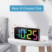 7.5 Inches Big Number Alarm Clock for Seniors & Kids, 0-100% Adjustable Brightness and Volume, USB Charging Port, Simple Operation, Snooze, Outlet Powered for Bedside - Multicolor - Ver 7