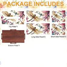 Ein DIY Libellen-Muster Holz-Taschentuchbox zum Abnehmen, geeignet für Platzierung auf Heim- und Esstischen.