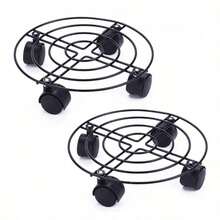 Paquete de 2 Soporte para Plantas con Ruedas, 9.8 Pulgadas Soporte Rodante para Macetas, Resistente Soporte de Metal, Base de Rodillo para Macetas Interiores y Exteriores (Sin Función de Freno) - Negro - Ver 1