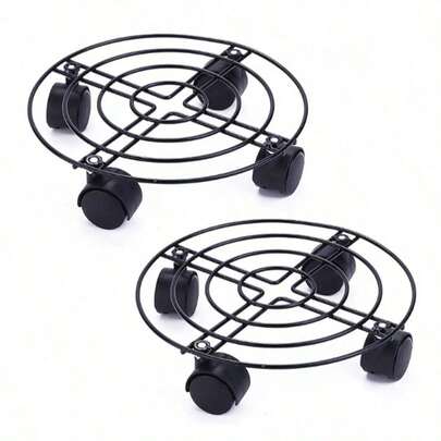 Paquete de 2 Soporte para Plantas con Ruedas, 9.8 Pulgadas Soporte Rodante para Macetas, Resistente Soporte de Metal, Base de Rodillo para Macetas Interiores y Exteriores (Sin Función de Freno)