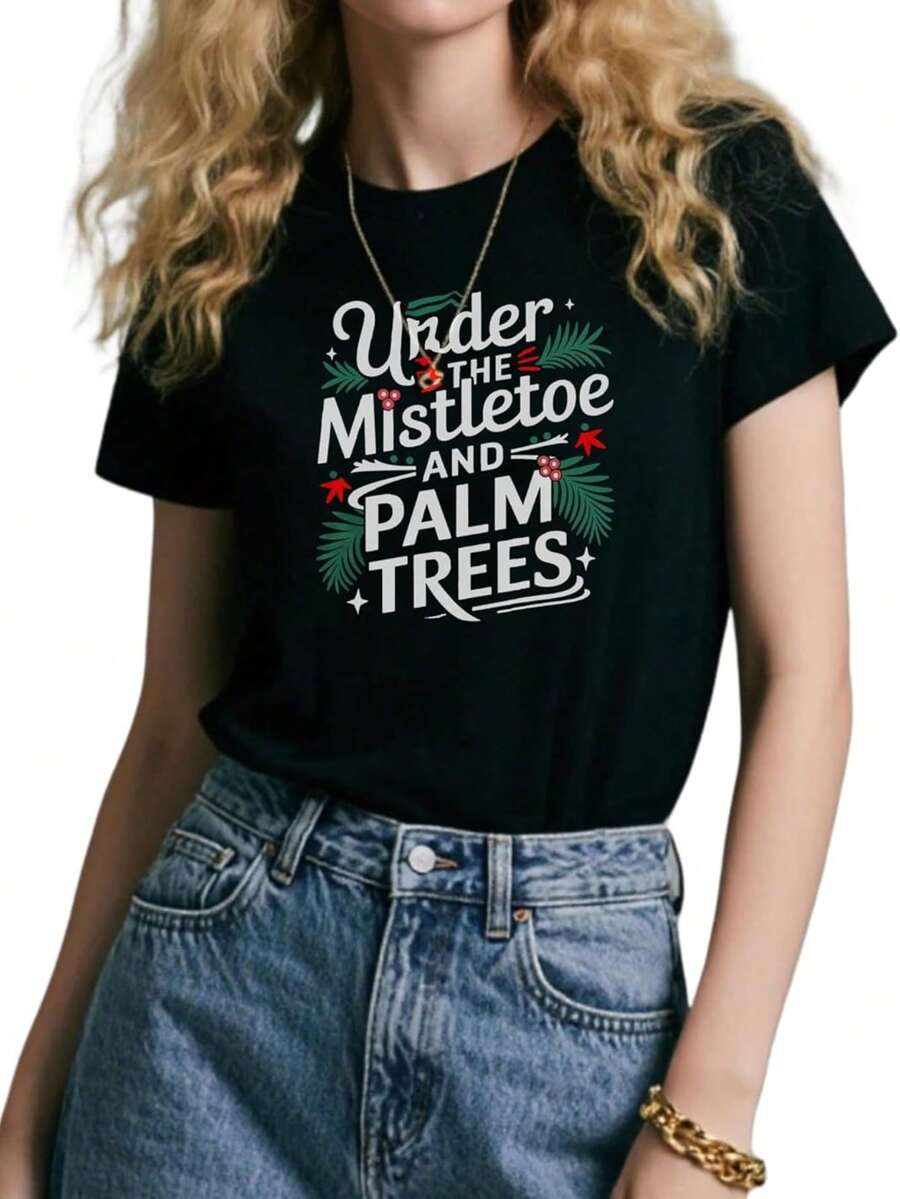 Playera De Navidad Con Diseño Divertido De Globo De Nieve - Oscuro - Ver 1