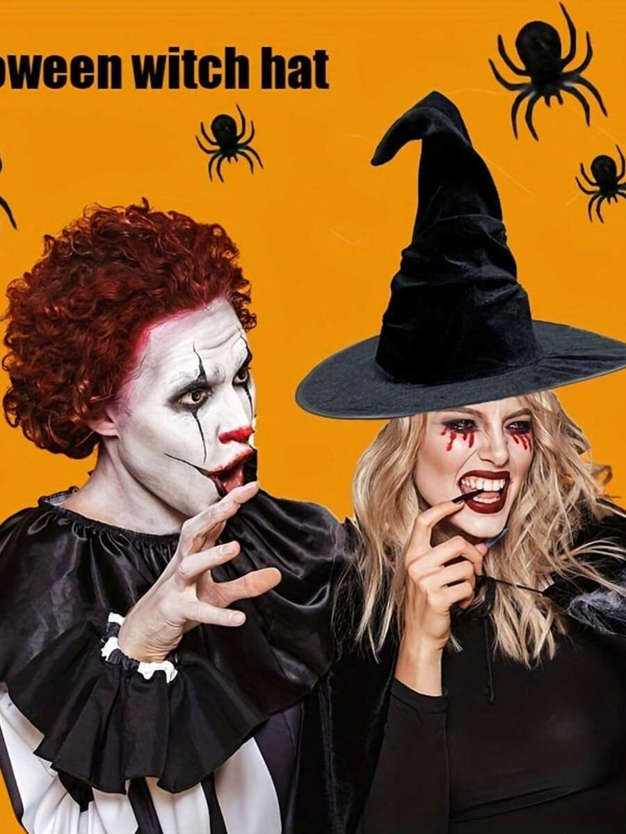 Sombrero de bruja extragrande para mujer de Halloween, accesorio de disfraz de bruja premium en color negro, adecuado para fiestas, bailes de disfraces, accesorios de juego de rol - material de poliéster, sin plumas, lavar solo a mano, no eléctrico - Sombrero de bruja - Ver 1