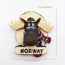 Słodki, rysunkowy, spersonalizowany, 3D renifer, pamiątka, dekoracja, naklejka magnetyczna na lodówkę w Norwegii