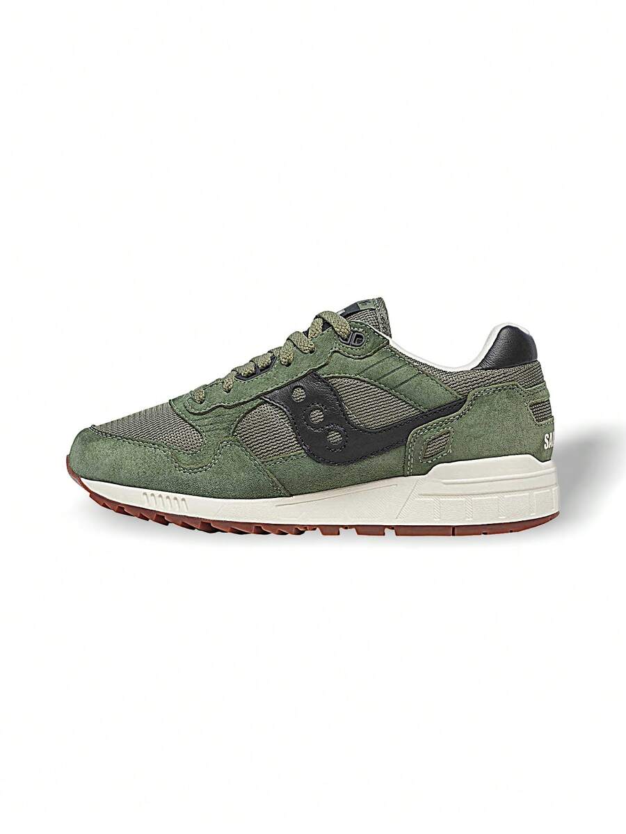 Saucony Shadow 5000 男女休闲运动鞋 轻便减震透气网眼鞋面缓震防滑柔软亲肤易清洁厚底拼色标志健身跑步街头旅行日常绿黑色 S70665-69 - 黑/綠 - 查看 1