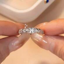 1 pieza Anillo de diseño de ojal elegante de plata de ley S925 con piedra de circonita brillante, joyería de alta calidad para mujeres, regalo exquisito para seres queridos