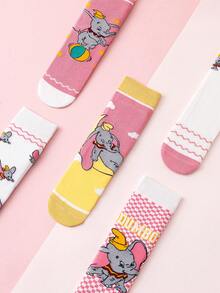 Disney 5/10 pares de calcetines genuinos con personaje de dibujos animados Dumbo, calcetines de regalo de invierno y Año Nuevo lindos, calcetines navideños de dibujos animados para mujeres, calcetines novedosos con personajes animados, calcetines para parejas, excelentes para regalos y fiestas - Multicolor - Ver 5