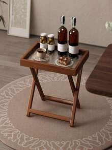 可折叠边桌，客厅沙发小咖啡桌，床头柜，便携式设计，适合室内、庭院、露营，节省空间的客厅、阳台、露台家具 - 彩色 - 查看 9