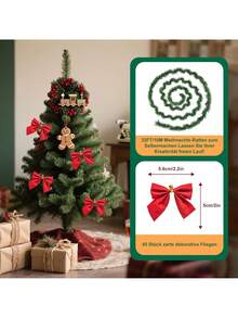 13pcs 5.5M Christmas Garland, Christmas Tinsel Garland With Red Bows For Indoor Outdoor And Home Decor, Christmas Metallic Twist Garland Xmas Tree Decorations For Holiday Wedding Party Supplies