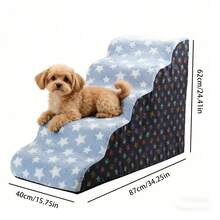 1pc Cartoon Pet Stairs, 2/3/4/5 Steps High Elastic Foam Climbing Ladder Suitable For Elderly, Disabled Pets To Access Sofa, Bed, Non-Slip & Removable