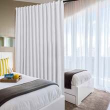 Patio Sliding Door Curtains - Extra Wide Curtains For Glass Door, Room Divider Blackout Thermal Curtain Panel With Back Tab & Rod Pocket For Bedroom Partition, 100 X 84 Inches, Greyish White - Black - View 8