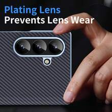 غطاء حماية هاتف بتصميم بدون غطاء أمامي، مقاوم للصدمات بالكامل، تصميم بسيط وفاخر، بنسيج ألياف الكربون وتصميم ألوان متباينة، إطار مطلي بالكهرباء، حالة حماية مفصلية، مناسب ل- Z Fold4/Fold5/Fold6/Fold7