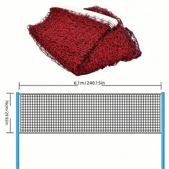 1pc Portable Foldable Badminton Net | Red Nylon Tennis & Volleyball Net, Badminton Standard Net, For Sports Practice, Easy To Install, Durable PA Material, Lightweight Design, Suitable For Indoor/Outdoor Use, Badminton Accessory, Sports Accessory, Sturdy & Convenient Storage, Suitable For Home Entertainment, Badminton Practice, Sports, Fitness, Matches, Badminton Training Accessories, Playground, Gym, Outdoor Activities, Gifts For Men, Gifts For Women