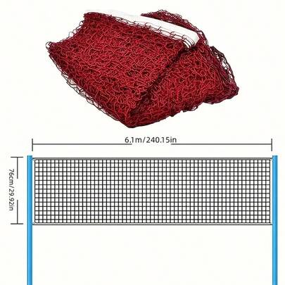 1pc Portable Foldable Badminton Net | Red Nylon Tennis & Volleyball Net, Badminton Standard Net, For Sports Practice, Easy To Install, Durable PA Material, Lightweight Design, Suitable For Indoor/Outdoor Use, Badminton Accessory, Sports Accessory, Sturdy & Convenient Storage, Suitable For Home Entertainment, Badminton Practice, Sports, Fitness, Matches, Badminton Training Accessories, Playground, Gym, Outdoor Activities, Gifts For Men, Gifts For Women