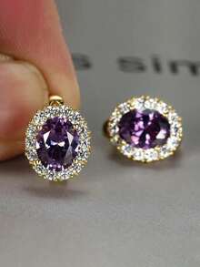 1 Pair Gorgeous Cubic Zirconia Hoop Earrings For Women For Wedding Engagement Anniversary Party Jewelry Valentine's Day Gift