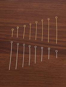 100Pcs/Lot 14K Gold Plated Stainless Steel Eye Head Pins Metal Eye Pins For Jewelry Making Findings DIY Handmade Make Bracelets Necklace Earrings Pendant Jewelry Pins Supplies - 9-shaped Needle - View 3