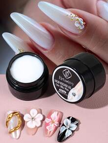 FULL BEAUTY 5毫升乳白色3D立体雕塑凝胶指甲油，不粘腻，持久凝胶 - 固体雕塑凝胶，适用于DIY美甲、冬季美甲延长、花朵造型和美甲装饰 - 白色 - 查看 4