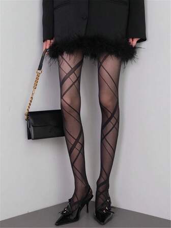 1pc Black Sheer Tights, Fashionable Commuter Wear, Thin Leggings, Versatile & Slimming Pantyhose For Women