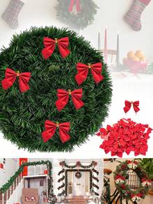 13pcs 5.5M Christmas Garland, Christmas Tinsel Garland With Red Bows For Indoor Outdoor And Home Decor, Christmas Metallic Twist Garland Xmas Tree Decorations For Holiday Wedding Party Supplies